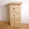 Unfinished Three Drawer Bedside with Oak Top