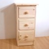 Unfinished Pine Three Drawer Bedside