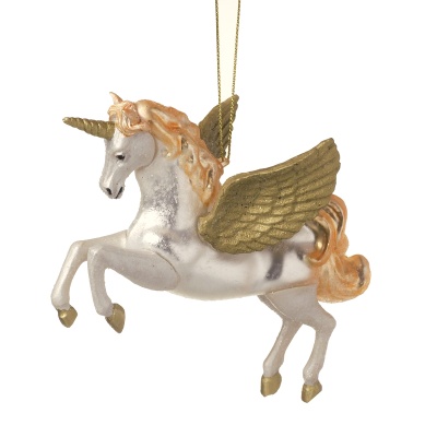 White and Gold Hanging Unicorn