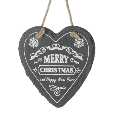 Merry Christmas Hanging Slate Heart